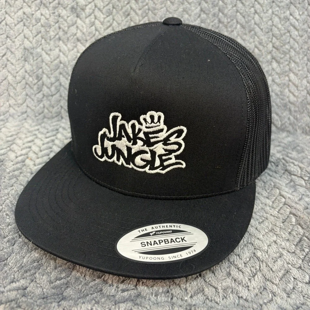 Yupoong The Classics Jakes Jungle Snapback Trucker Hat Black Mesh Cap 0798